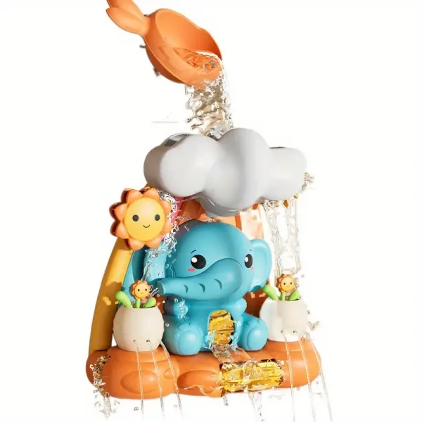 Playful Elephant and Sunflower Shower Toy - Whimsical ABS Bathroom Decoration with Watering Can and Cloud Design, Ideal for Birthdays and Holidays