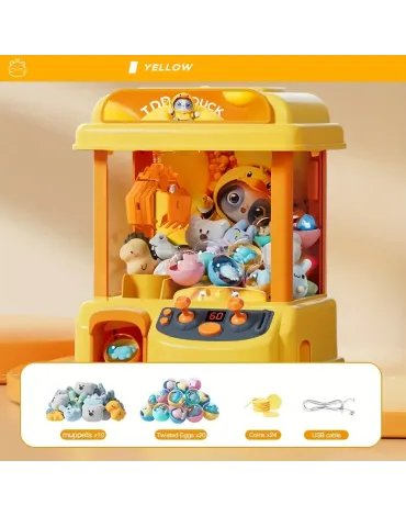 Yellow Duck Large Claw Machine - USB-Powered Doll Catcher Game with Colorful Prizes, ABS Material, Perfect for Parties & Youngsters' Fun Yellow Duck Large Claw Machine - USB-Powered Doll Catcher Game with Colorful Prizes, ABS Material, Perfect for Parties & Youngsters' Fun