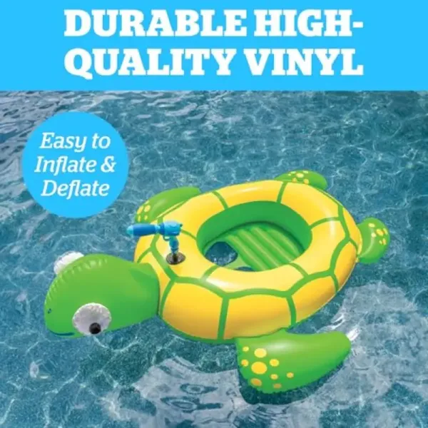 Turtle Water Blaster Pool Float Inflatable RideOn with PoolFed Water Gun for Summer Pool Toy Fun