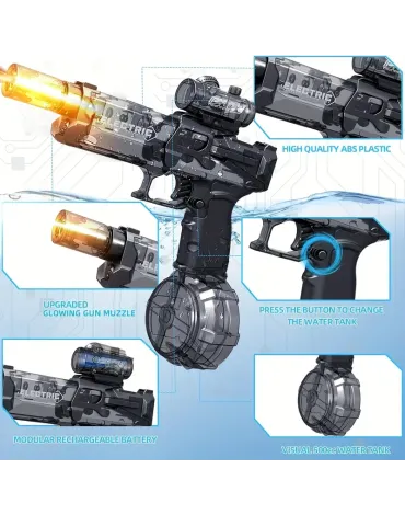 2 Pack Electric Water Gun For Adults Kids, Large-Capacity Automatic Water Gun With Light Effects, USB-chargeable, Automatic Squirt Gun, Beach Battle Toy Outdoor Swimming Pool Party Toy 2 Pack Electric Water Gun For Adults Kids, Large-Capacity Automatic Water Gun With Light Effects, USB-chargeable, Automatic Squirt Gun, Beach Battle Toy Outdoor Swimming Pool Party Toy