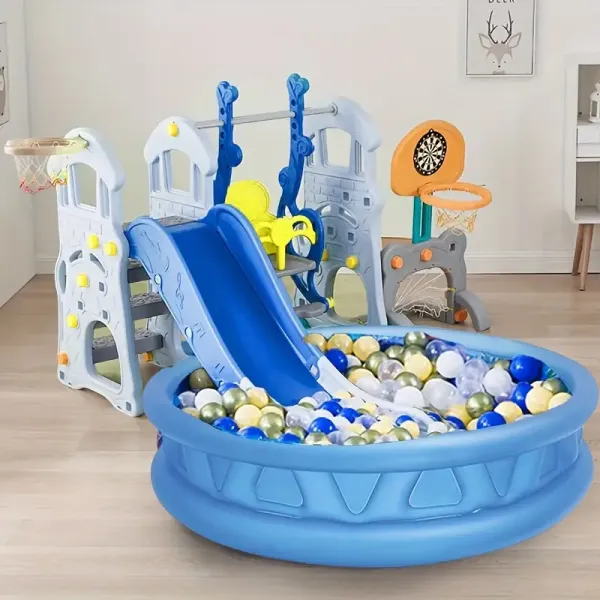 Garden Round Inflatable Swimming Pool, Inflatable Ball Pit Pool Paddling Pool Indoor&Outdoor Play Center, Blue