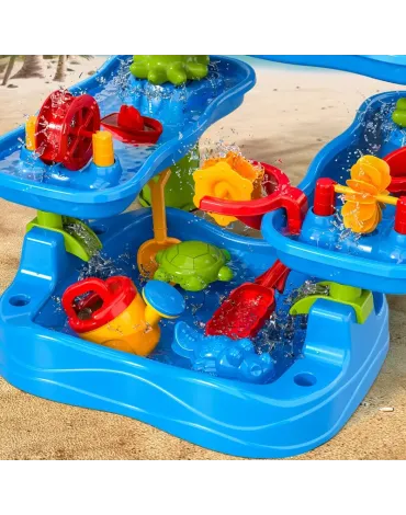 Sand And Water Table Toy for Kids, 5 Tier Showers Pond Table, Kids Play Activity Summer Outdoor On Beach Backyard Age 3 5 Up Sand And Water Table Toy for Kids, 5 Tier Showers Pond Table, Kids Play Activity Summer Outdoor On Beach Backyard Age 3 5 Up