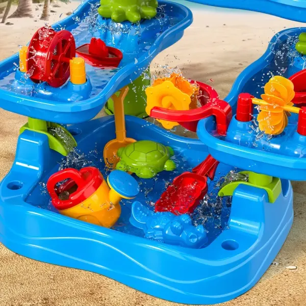 Sand And Water Table Toy for Kids, 5 Tier Showers Pond Table, Kids Play Activity Summer Outdoor On Beach Backyard Age 3 5 Up