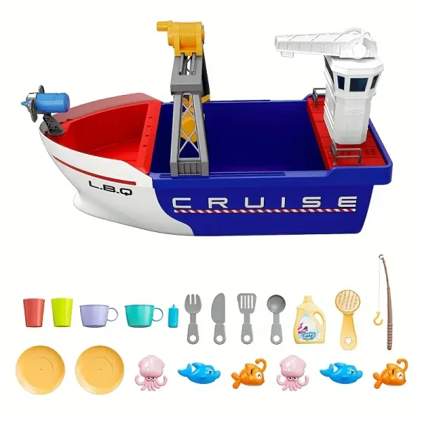 Children's Toy Boat, Water Fishing Puzzle Toys, Summer Outdoor Parent-Child Interactive Water Toys, Suitable for Boys and Girls over 3 years old toys accessories color random