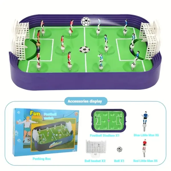 1pc Novelty Double Football Tabletop Toy - Interactive Scoring & Play Game, No Electricity Needed, Durable Plastic with Realistic Grass Field & White Markings, Portable for Home Office Gaming