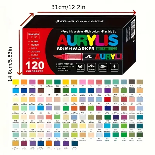 120pcs Acrylic Markers Set, Large Ink Flow, Uniform Color, Odorless, Smooth Writing, No Fading, Waterproof, Suitable for Rock, Wood, Plastic, Office, Painting, Art Supplies, DIY, Back to School
