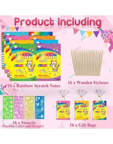 16 Pack Rainbow Scratch-Off Drawing Paper, Sketching Drawing Board Kids Party Benefits, Girls and Boys Drawing Notebook Set 16 Pack Rainbow Scratch-Off Drawing Paper, Sketching Drawing Board Kids Party Benefits, Girls and Boys Drawing Notebook Set