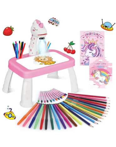 Unicorn Drawing Projector, Contains Drawing Board, Watercolor Pens, Pencils, Crayons, Scrapbook, Sticker Book, Unicorn Stickers, Stamps, Toys for Girls age 3+ Unicorn Drawing Projector, Contains Drawing Board, Watercolor Pens, Pencils, Crayons, Scrapbook, Sticker Book, Unicorn Stickers, Stamps, Toys for Girls age 3+