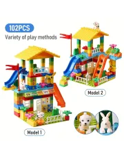 Large Building Blocks Set Compatible with Various Large-Sized Bricks, City House and Slide Castle Toy for Kids, DIY Educational Gift to Enhance Children's Hand-Eye Coordination Skills Large Building Blocks Set Compatible with Various Large-Sized Bricks, City House and Slide Castle Toy for Kids, DIY Educational Gift to Enhance Children's Hand-Eye Coordination Skills