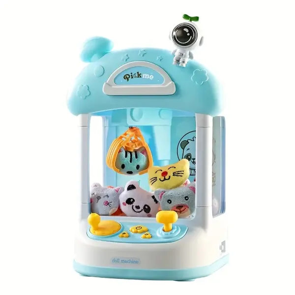 Kids Claw Machine Toy with Sound & Music, Battery-Powered Twisting Egg Crane Game, Pastel Pink & White Design, Plush Stuffed Animal Prizes, Interactive Party Favor for Boys & Girls