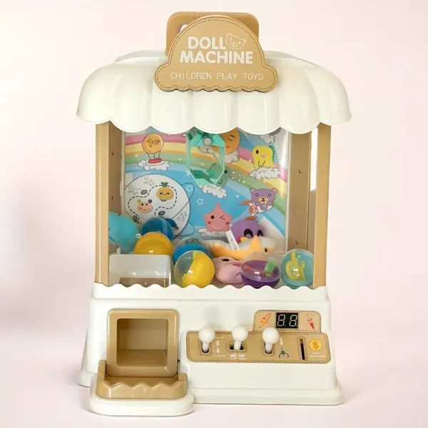 A Set Of 12inch Claw Electromechanical Toys with Doll, Twist Egg And Game Coin, Beautifully Designed, Durable ABS Material, Two Power Modes, Perfect Gift