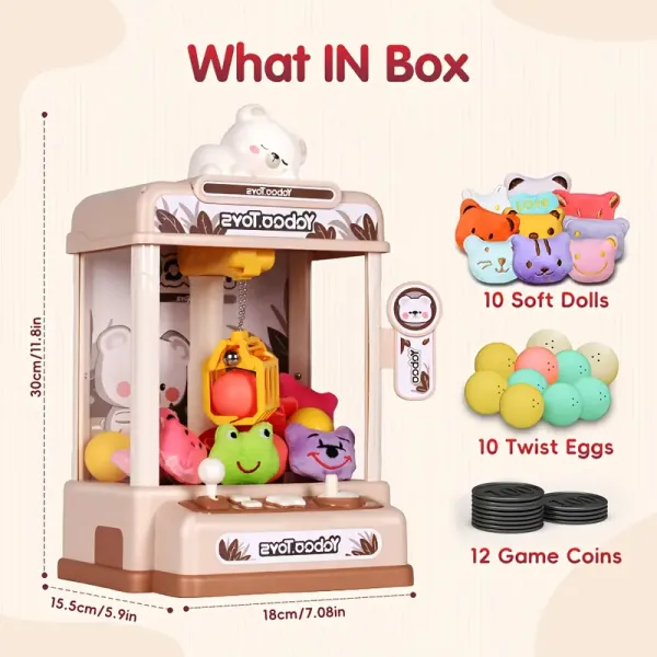 Youngsters' Mini Bear Claw Machine - Battery-Powered, Non-Rechargeable AA Batteries Included, Perfect for Party Favors & Birthday Gifts